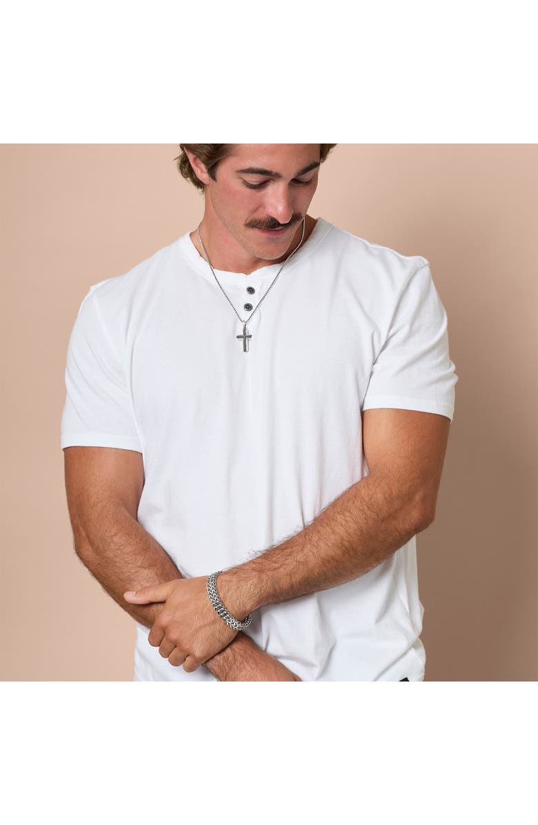 Lucky Brand Silver Cross Pendant Necklace, Alternate, color, 48