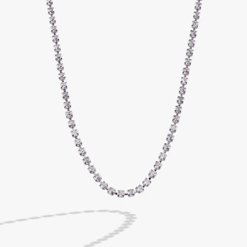 Alex And Ani Crystal Tennis Chain Necklace In Silver