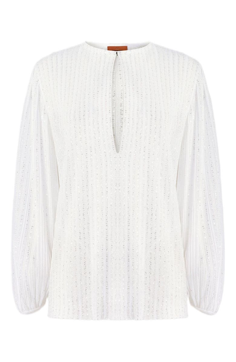 Missoni Blouse In Ribbed Viscose Lamé With Sequins, Alternate, color, Green& Brown