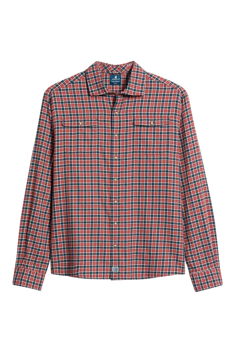 Snap Check Long Sleeve Button Up Shirt, Alternate, color, MALIBU RED