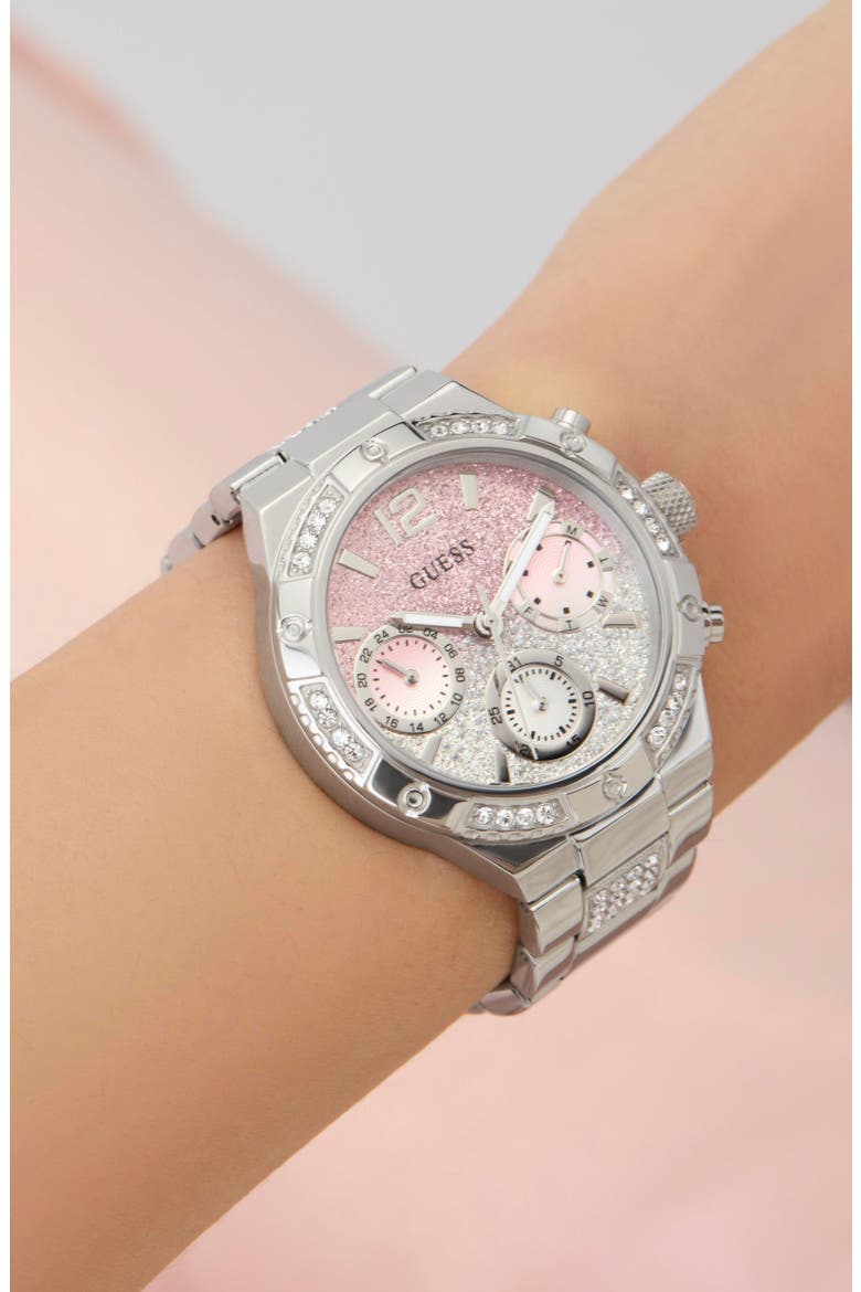 Silvertone Multifunction Bracelet Watch, 38mm, Alternate, color, OMBRE