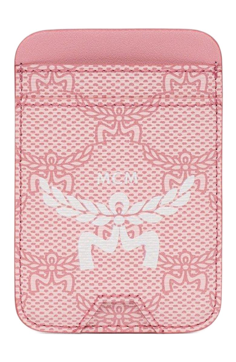 MCM Himmel N/S Card Case in Lauretos, Main, color, Silver Pink