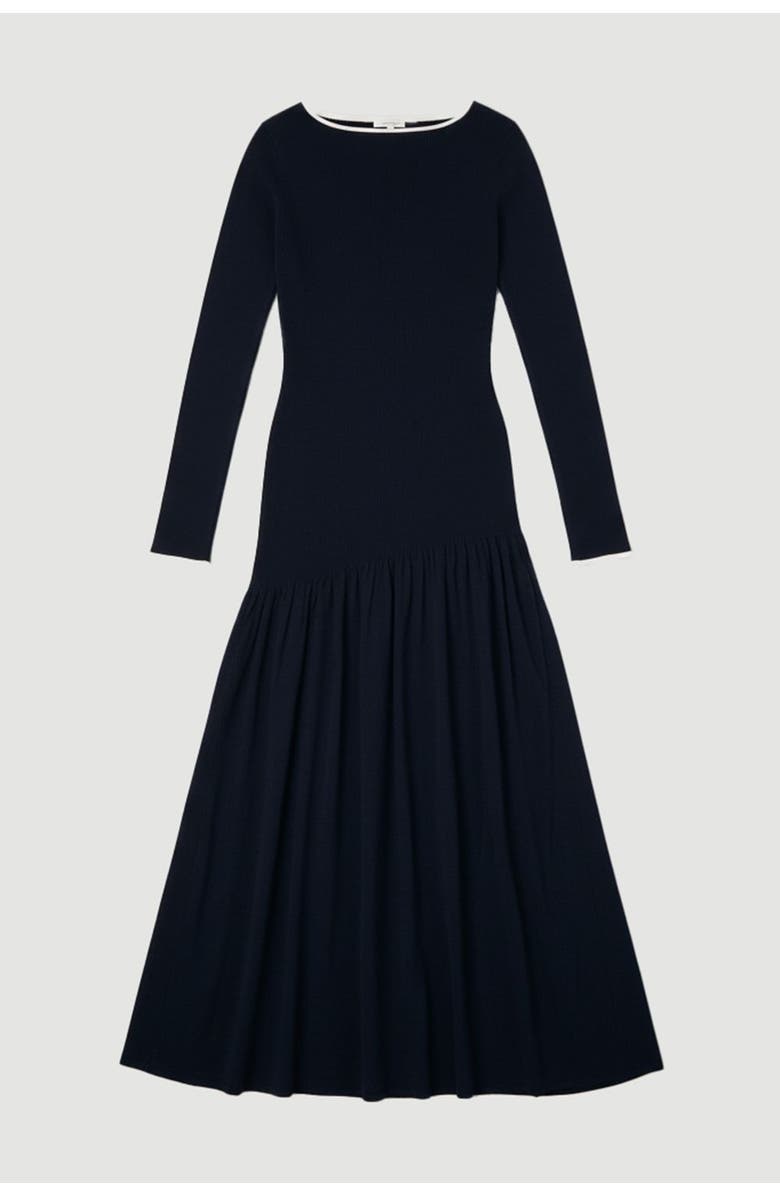 Karen Millen Wool Blend Sheer Knitted Skirt Dress, Alternate, color, Ink