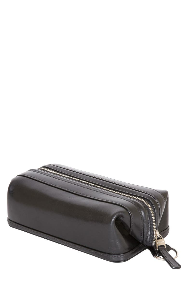 Leather Dopp Kit, Main, color, BLACK