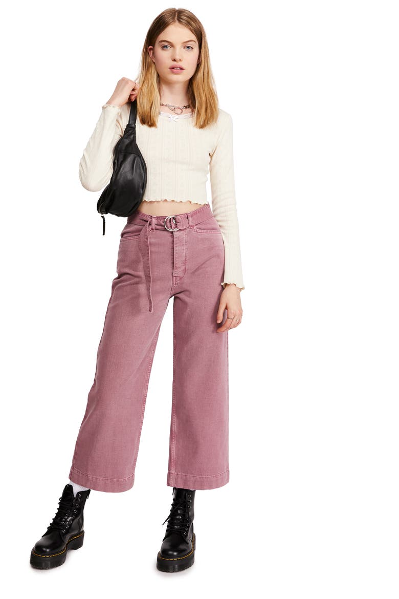 Urban Outfitters Belted Flood Jeans, Alternate, color, PINK