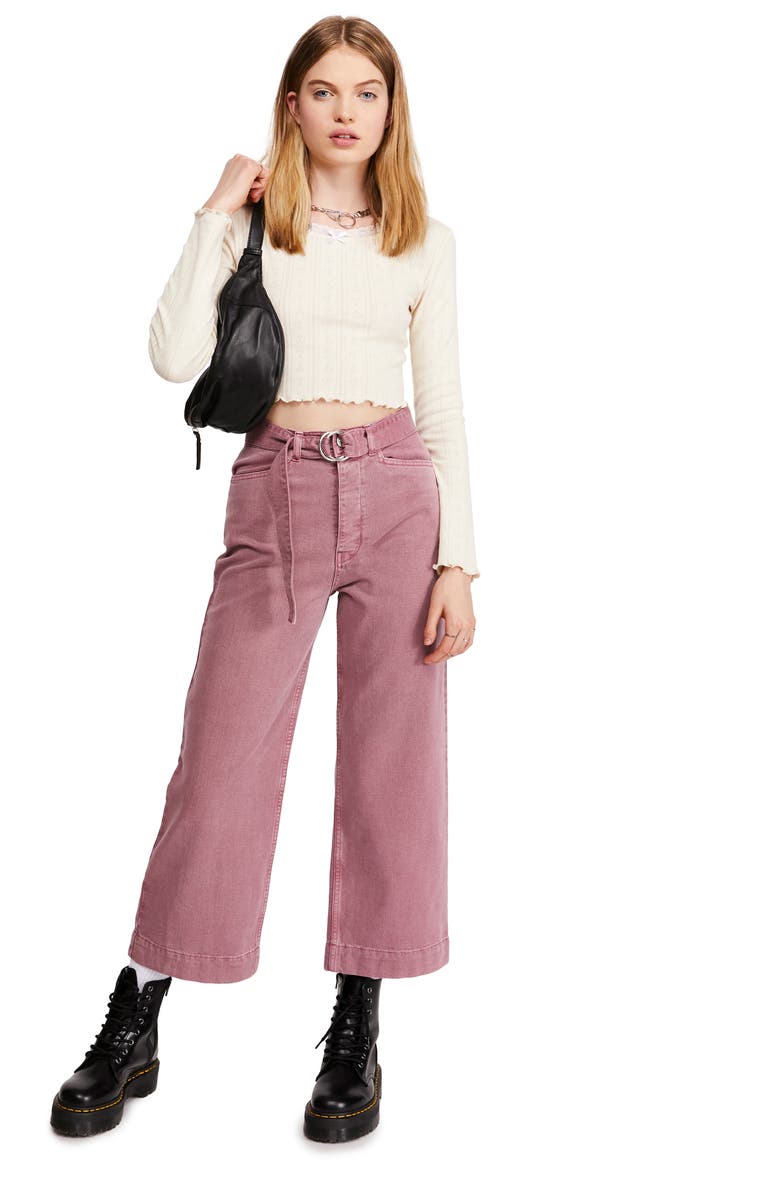 BDG Urban Outfitters Belted Flood Jeans, Alternate, color, 