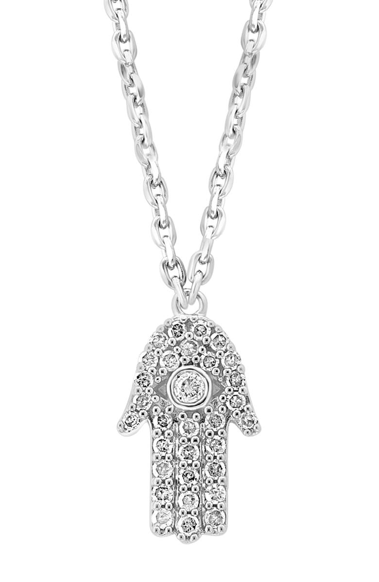 EFFY Sterling Silver Diamond Hamsa Pendant Necklace - 0.16ct., Alternate, color, Silver