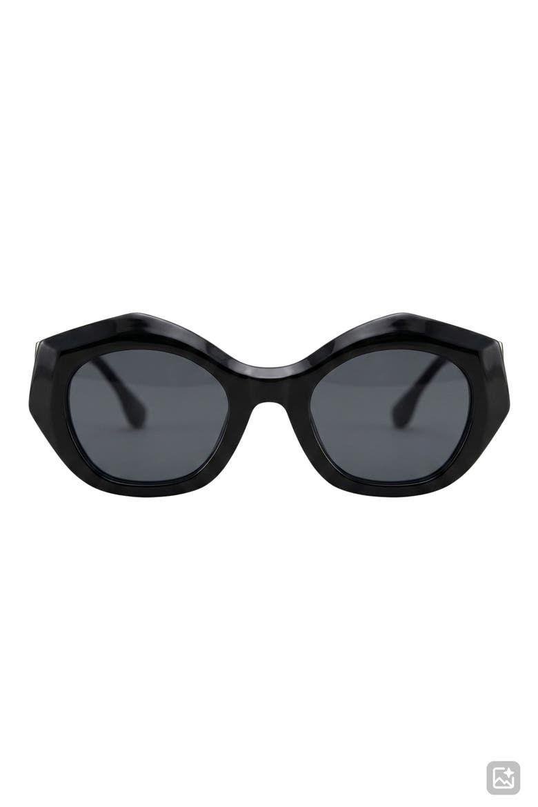 Riven 50mm Small Geometric Sunglasses, Main, color, BLACK/ BLACK