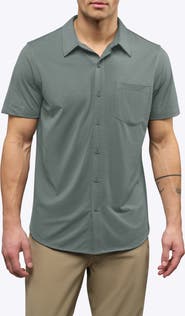 Cuts AO Curved Hem Short Sleeve Button-Up Shirt