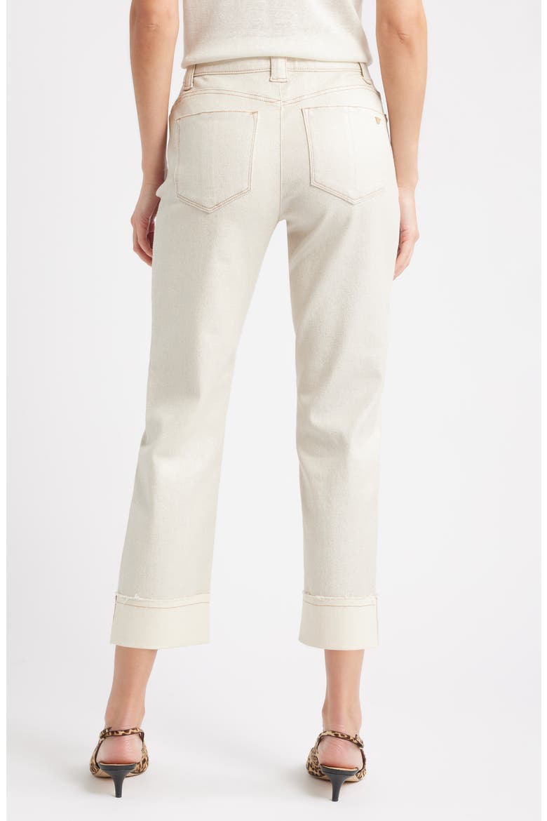 High Waist Fray Hem Jeans, Alternate, color, BLANCHED ALMOND