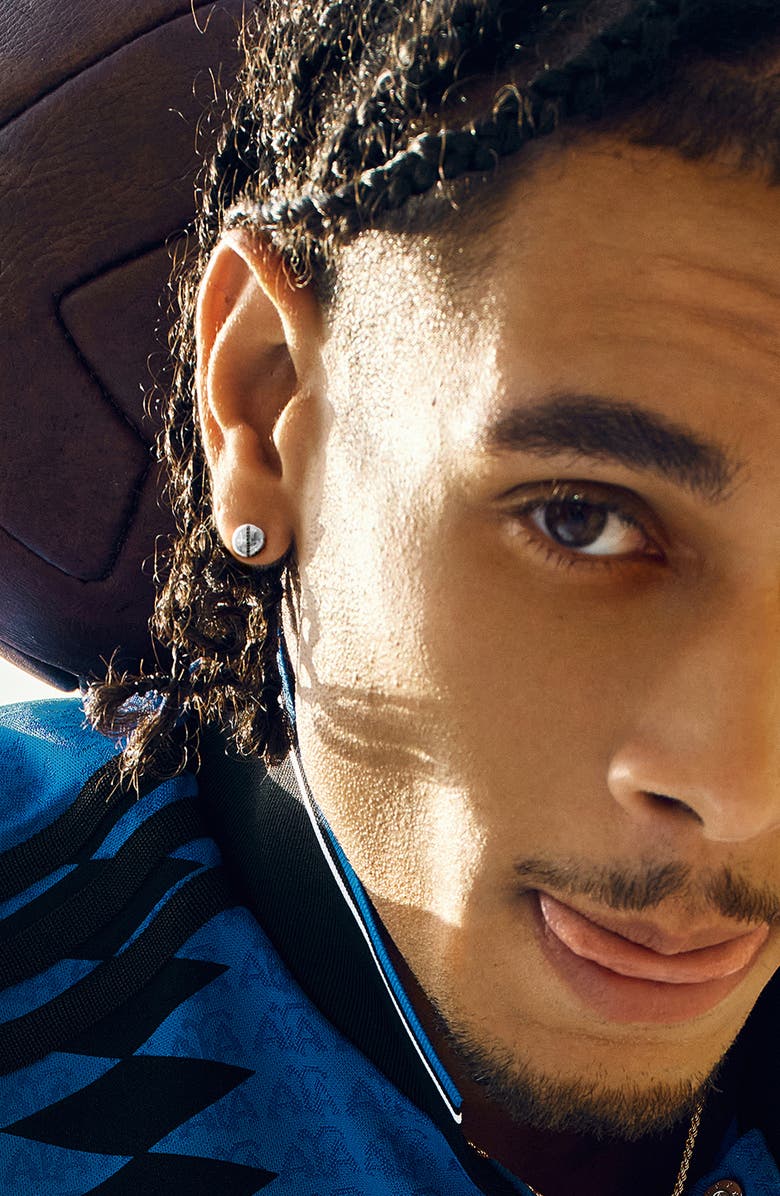 PASCAL The Basketball Leaking Ball Linear Diamond Earrings, Alternate, color, Silver / Black Diamond