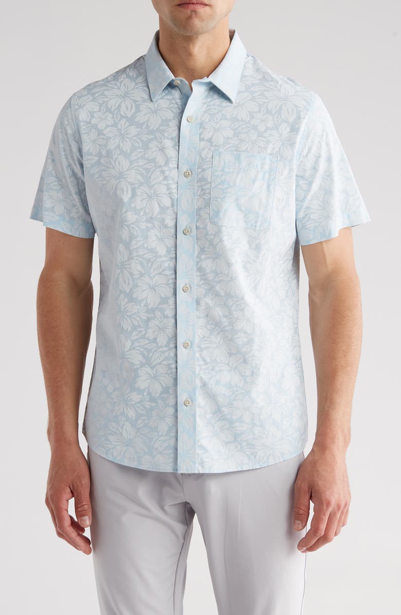 TravisMathew Absolute Altitude Short Sleeve Button-Up Shirt, Main, color,