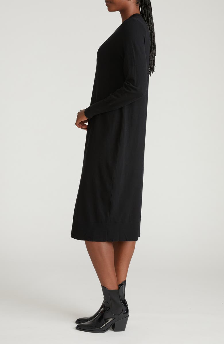 Universal Standard Everyday Long Sleeve Midi Sweater Dress, Alternate, color, Black