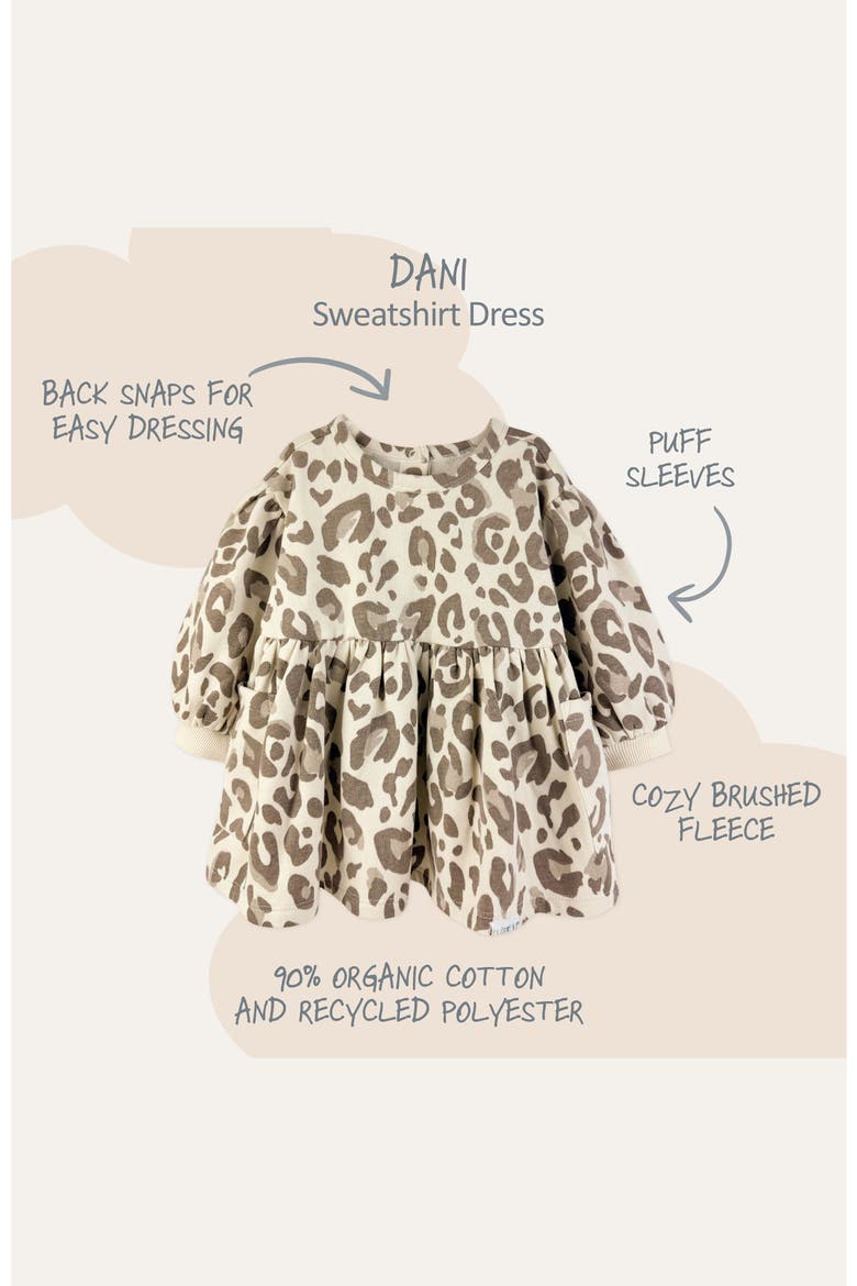 Kids' Dani Sweatshirt Dress, Alternate, color, NATURAL SNOW LEOPARD