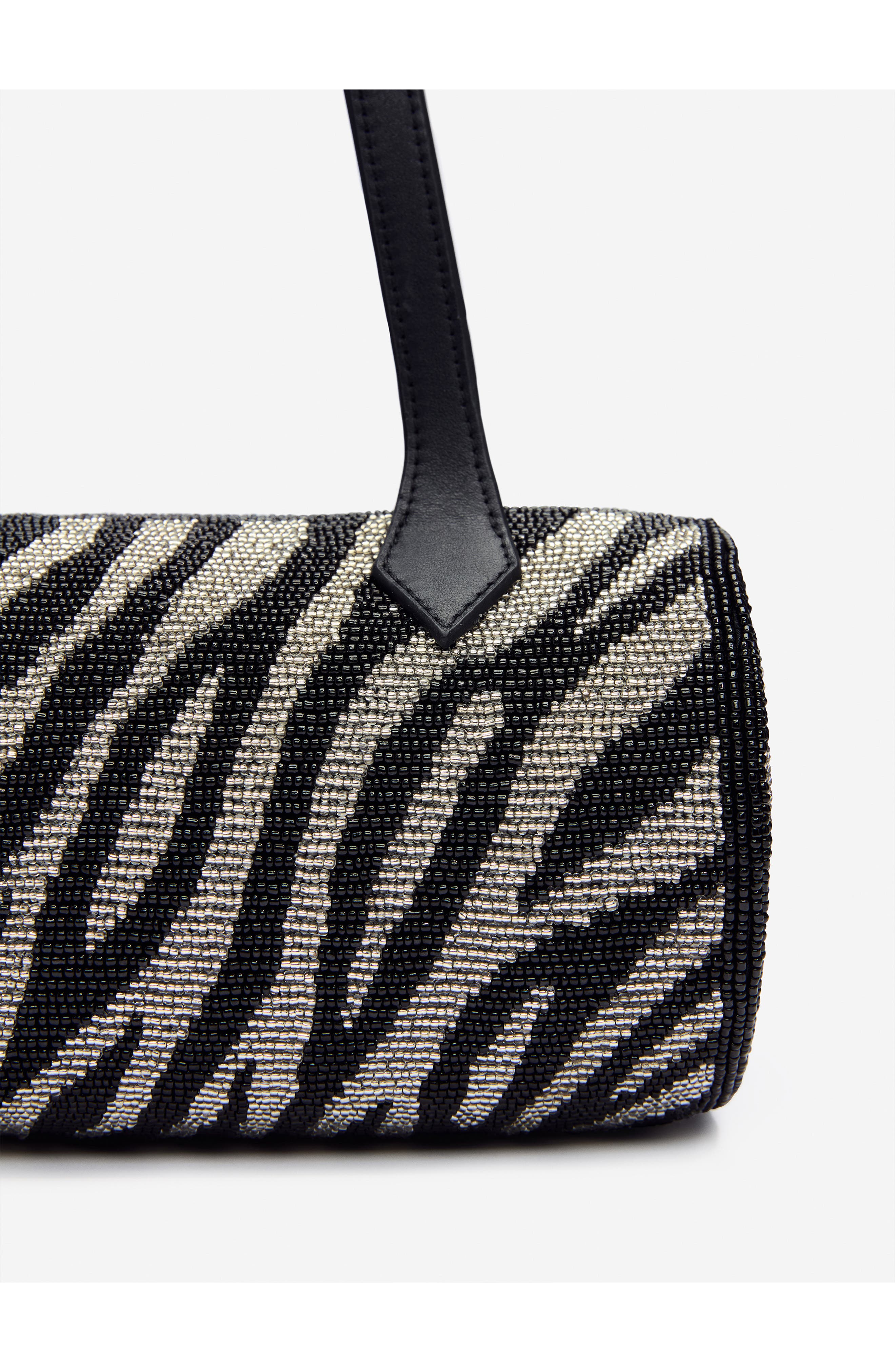 Aurora Beaded Baguette Shoulder Bag, Alternate, color, WHITE BLACK ZEBRA BEADED