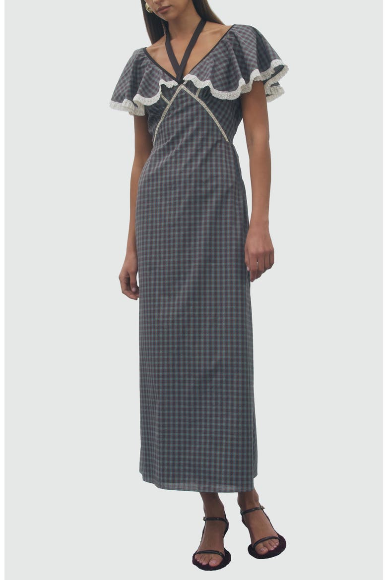 Valerie Cotton Plaid Midi Dress, Alternate, color, TEAL MULTI