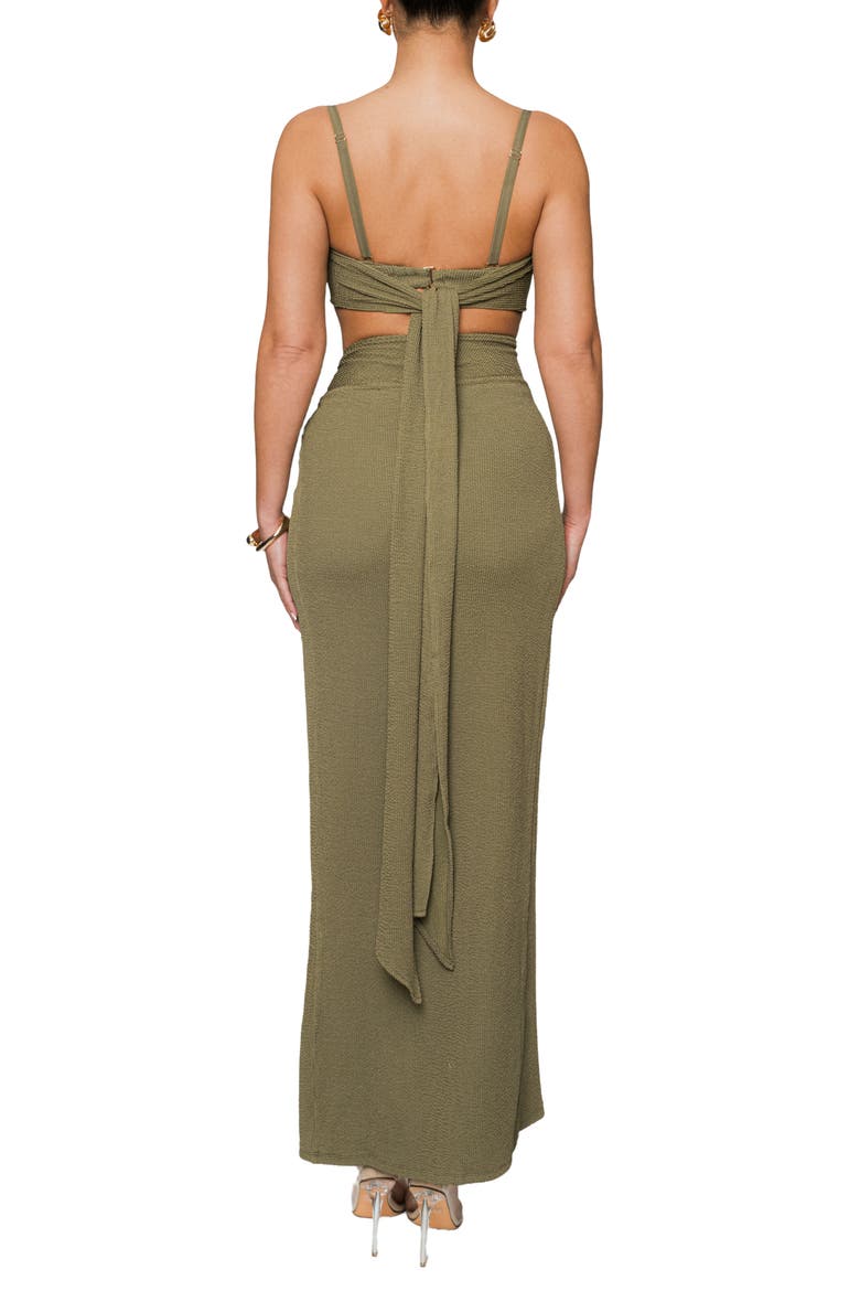 Deidra Draped Bra Top & Skirt Set, Alternate, color, GREEN