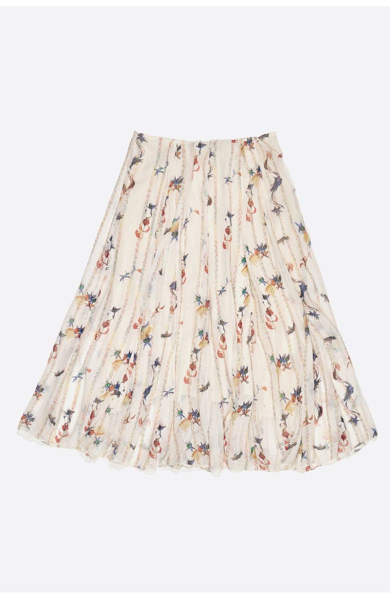 Bimba y Lola Flowers Scan Flared Midi Skirt, Alternate, color, Flowers Scan Ivory