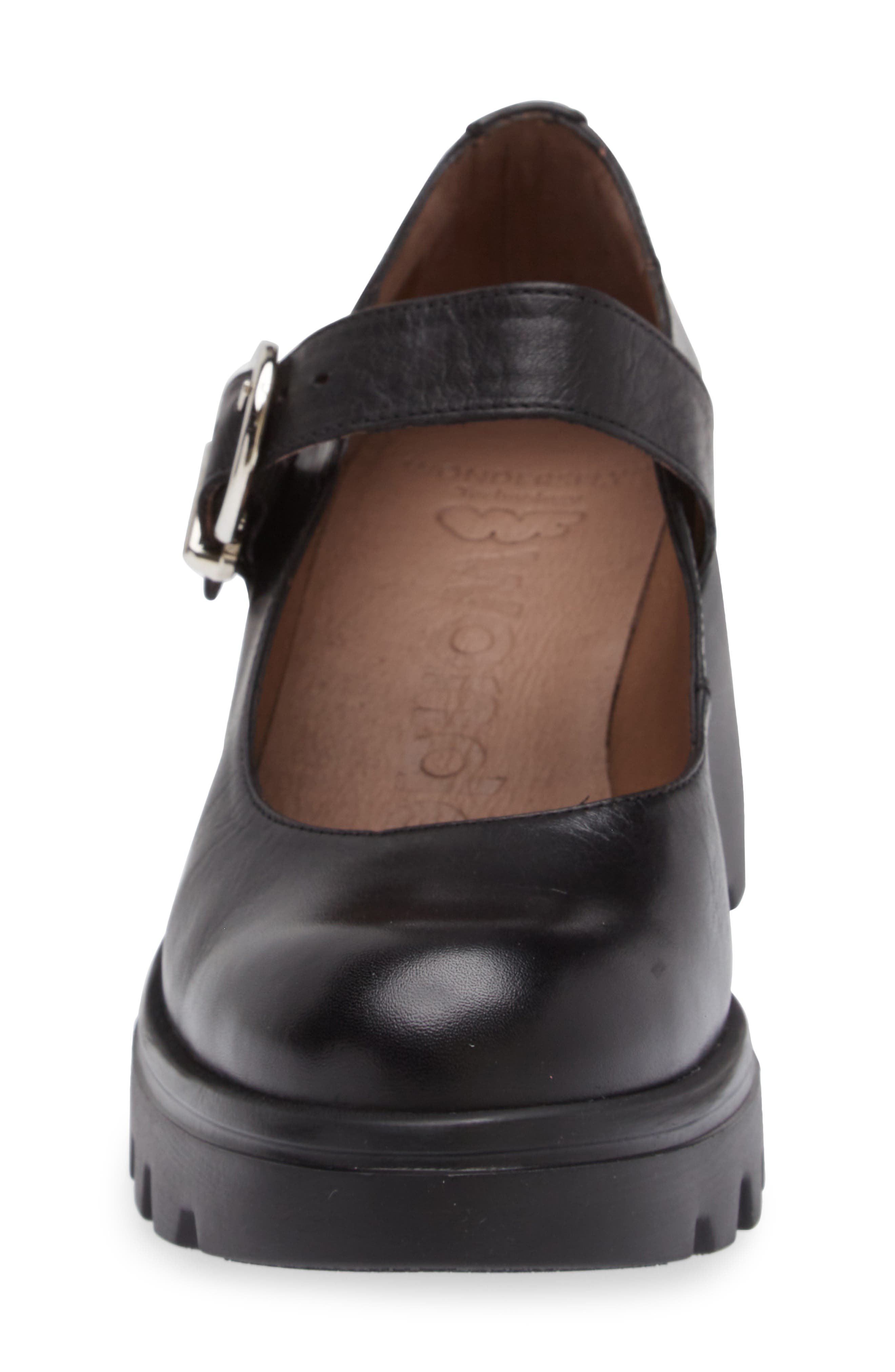Wonders Wedge Mary Jane, Alternate, color, Black Leather