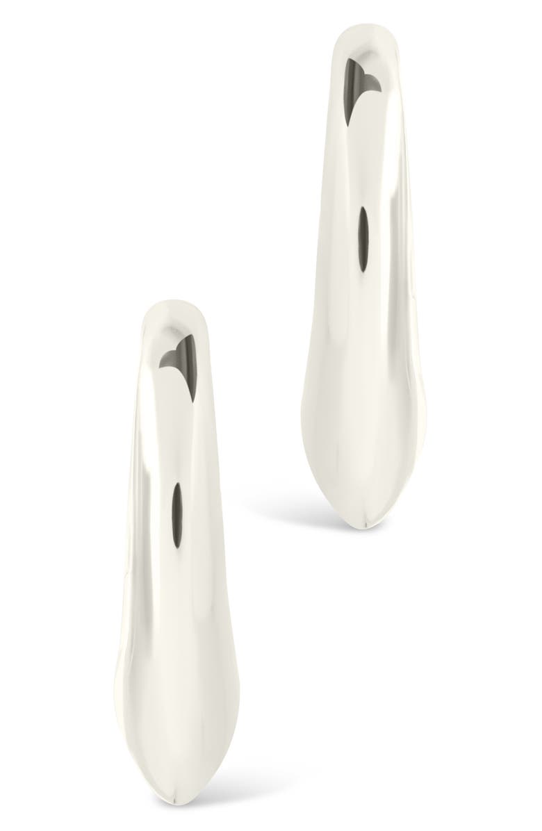 Sterling Forever Colby Pointed Teardrop Hoop Earrings, Alternate, color, Silver