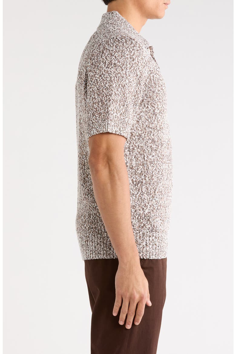 Marco Marled Button Polo Sweater, Alternate, color, WHITE/ CAMEL