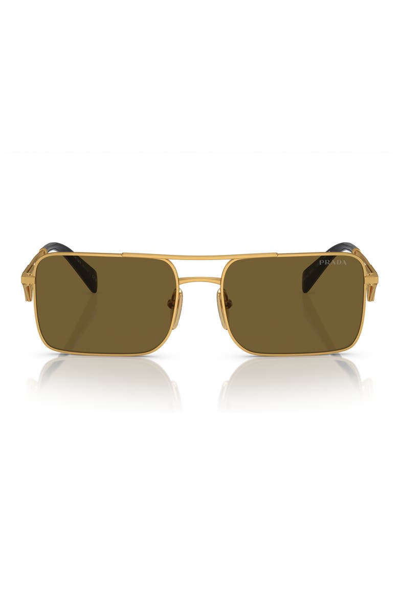 56mm Rectangular Sunglasses, Main, color, MATTE GOLD