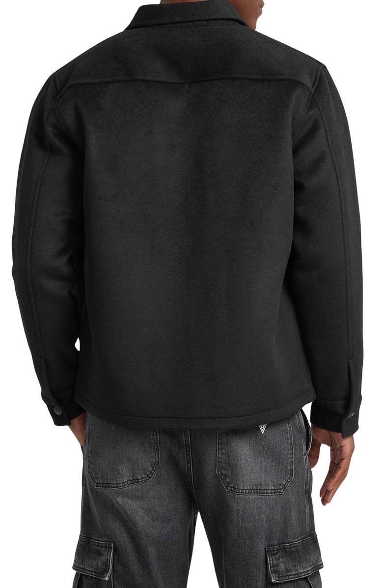 GUESS JEANS Button-Up Fleece Shirt Jacket, Alternate, color, Jetblack