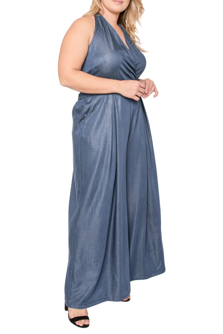 London Sleeveless Wide Leg Jumpsuit, Alternate, color, DARK INDIGO