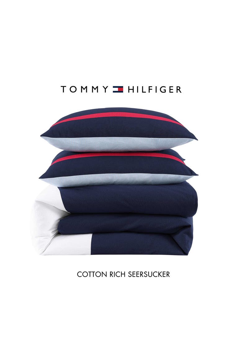 Iconic Anniversary Seersucker Duvet Cover & Shams Set, Alternate, color, NAVY