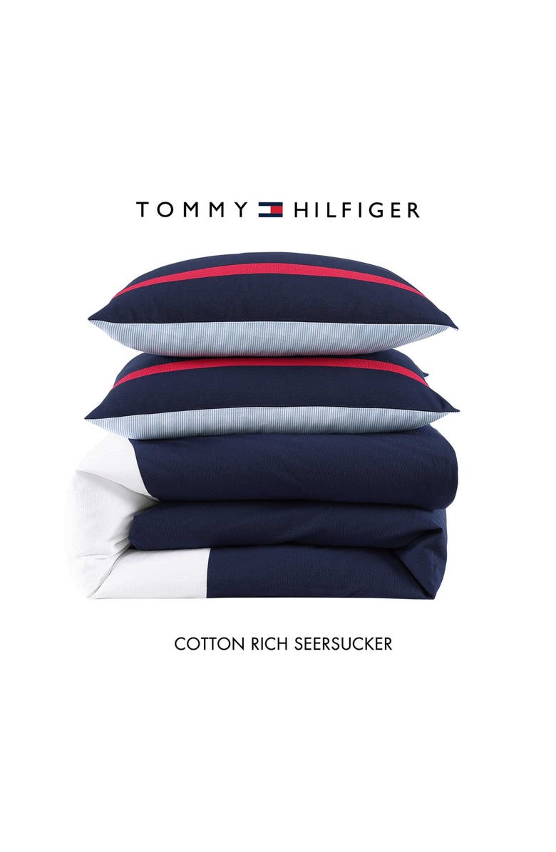 Tommy Hilfiger Iconic Anniversary Seersucker Duvet Cover & Shams Set, Alternate, color, Navy
