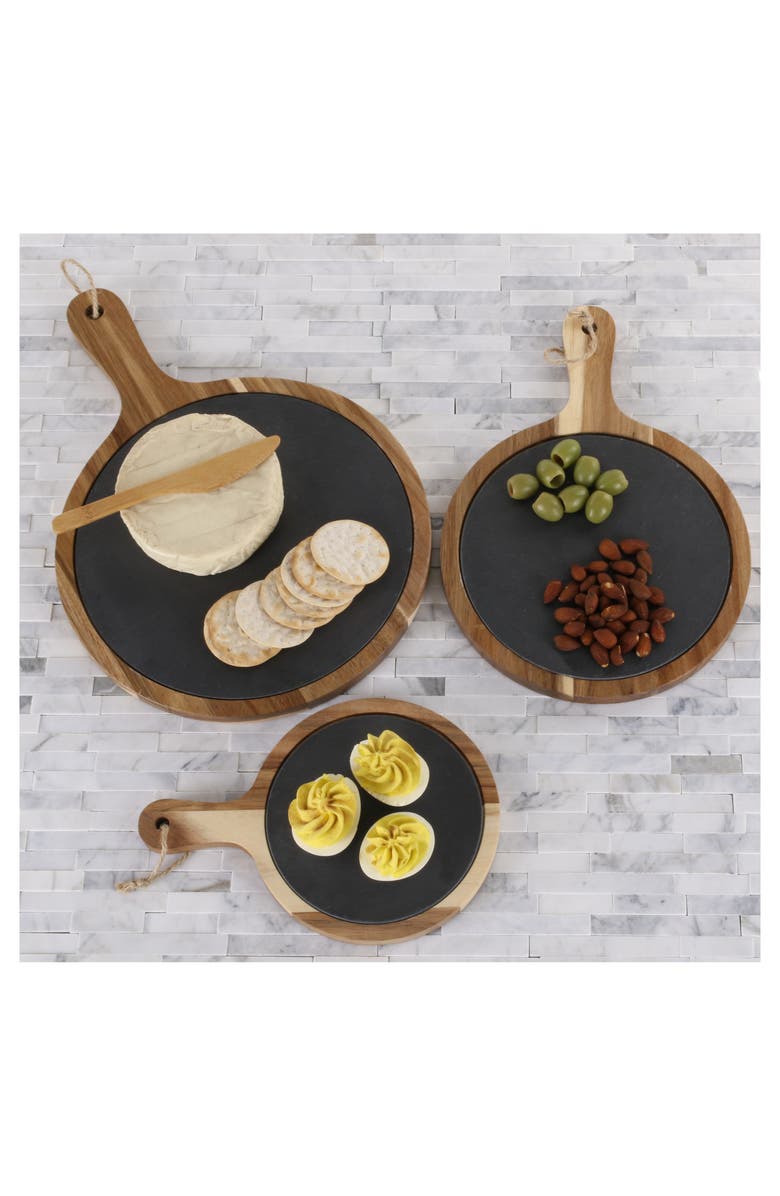 BIA Cordon Bleu Set of 3 Round Wood Serving Boards, Alternate, color, Natural