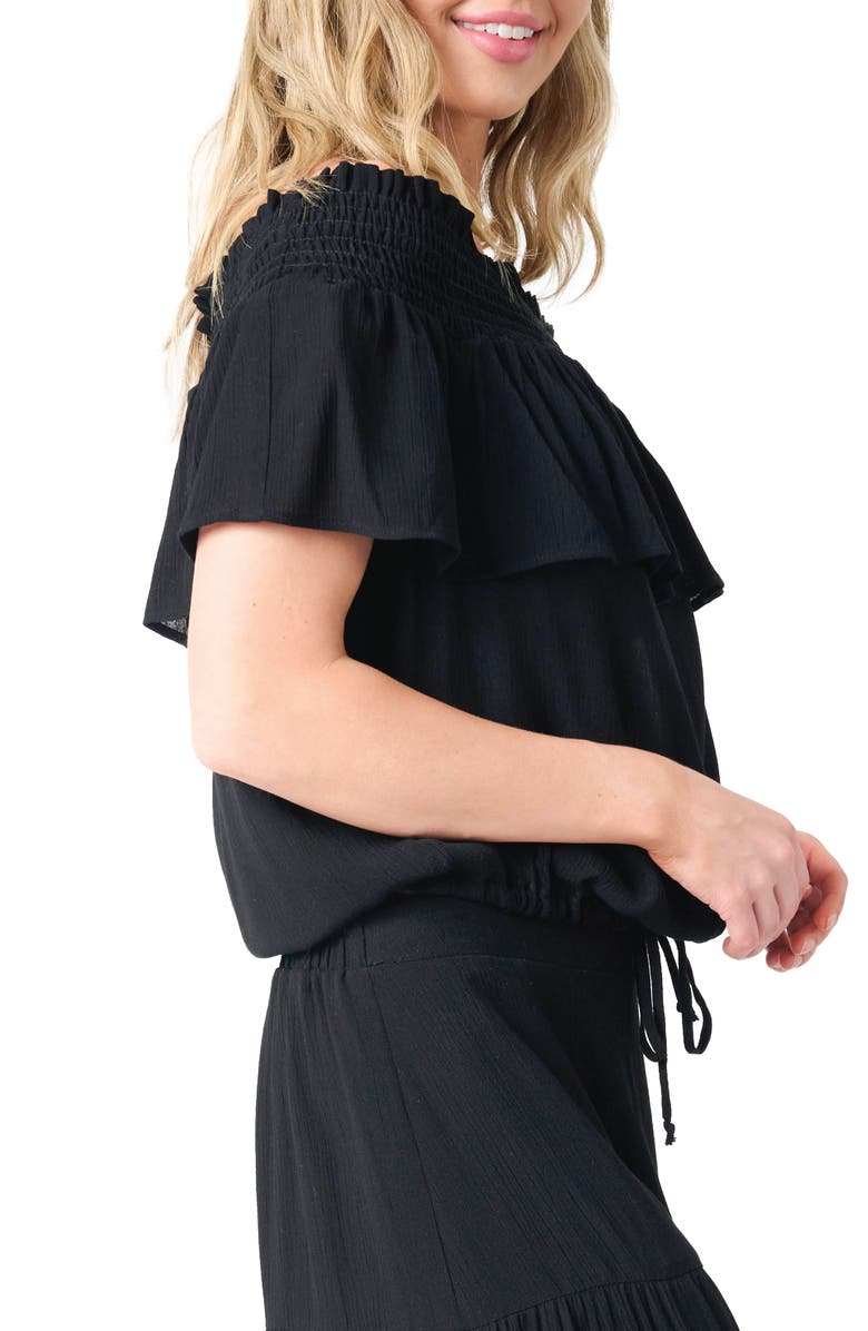 GIBSONLOOK Off the Shoulder Ruffle Top, Alternate, color, Black