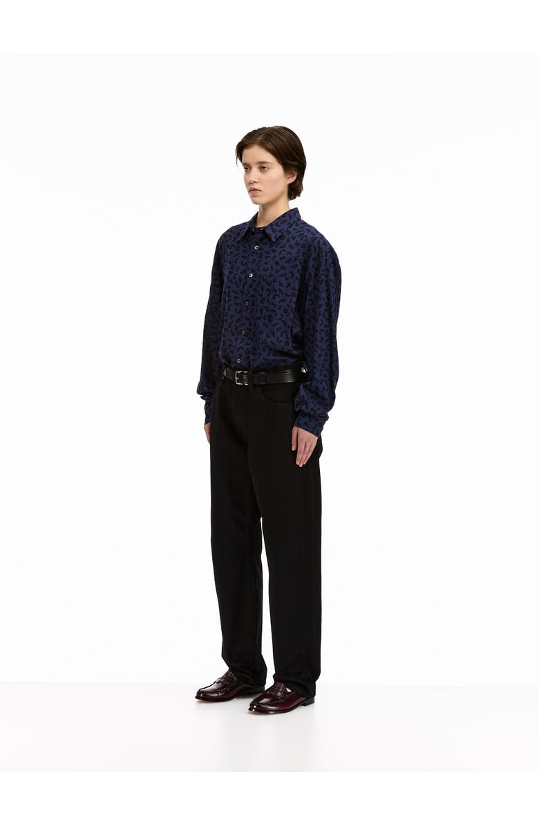 vowels Leopard Shirt, Alternate, color, Navy