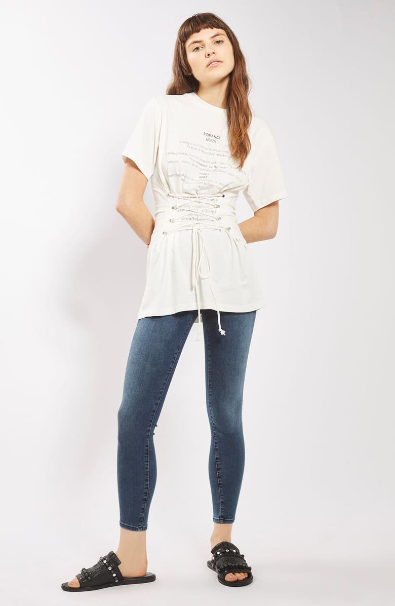 Topshop Romance Corset Tee, Alternate, color, 
