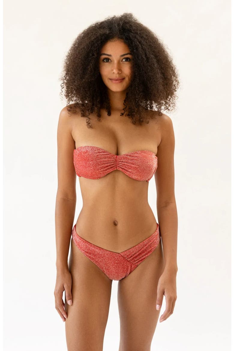 Hudson Bandeau Bikini Top, Alternate, color, Flame