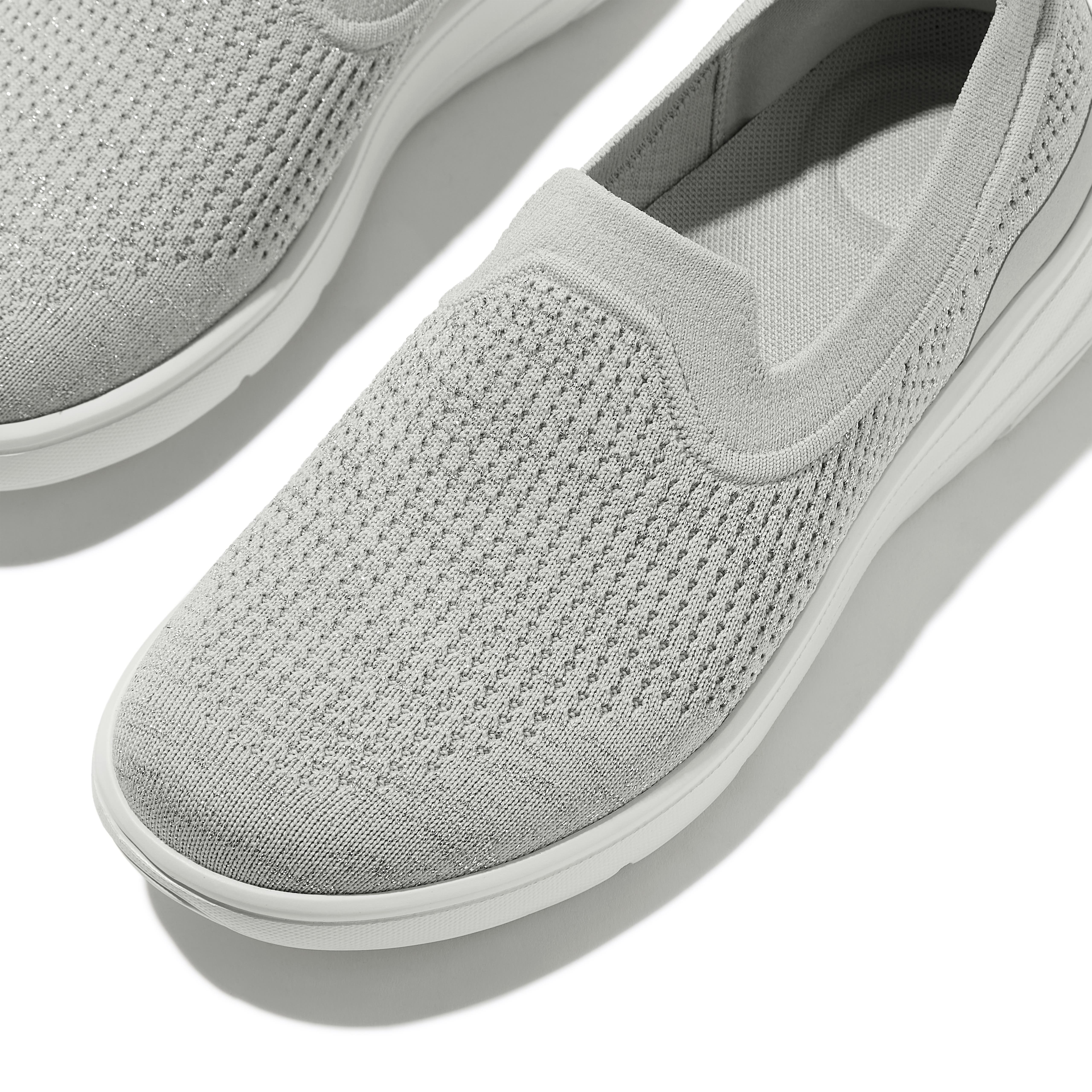 FitFlop Super-Q Knit Slip-Ons, Alternate, color, Arctic Grey/Silver
