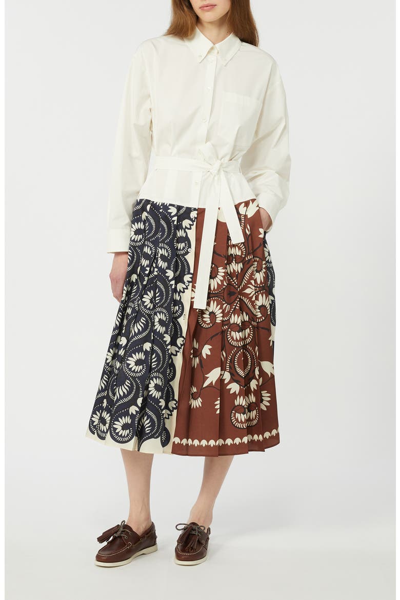 Ondina Long Sleeve Print Shirtdress, Alternate, color, WHITE