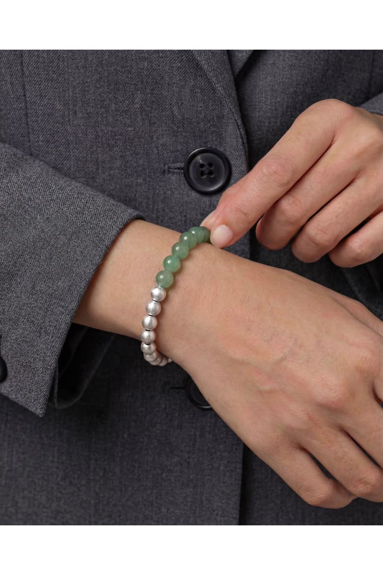 Duo Silver and Jade-Green Aventurine Beaded Bracelet, Alternate, color, Green