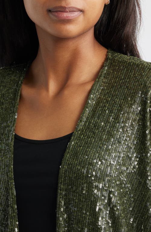 ANNE KLEIN ANNE KLEIN SEQUIN DRAPED OPEN FRONT CARDIGAN