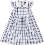 Busy Bees Riley Girls Flutter Sleeve Dress Navy Plaid