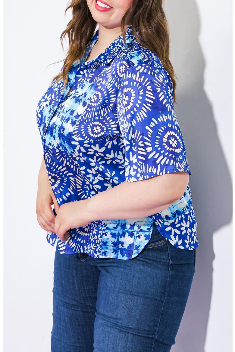 Printed Woven Button-Up Shirt, Alternate, color, BLUE