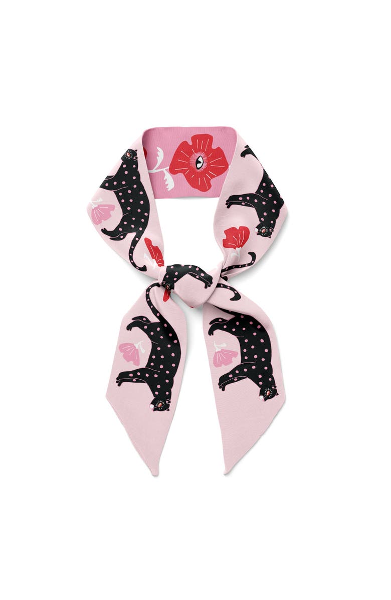 Centinelle Poppy Polka Cat Twilly Ribbon Scarf, Main, color, Red