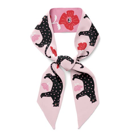 Poppy Polka Cat Twilly Ribbon Scarf