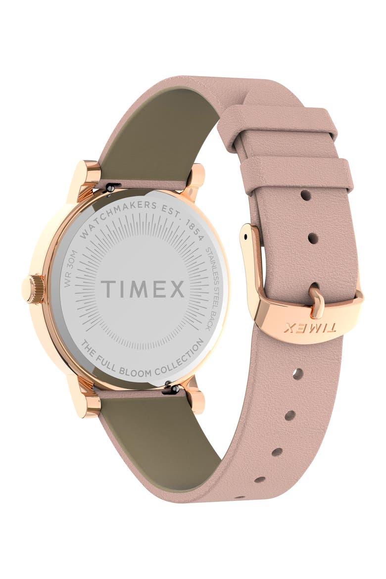 Full Bloom Leather Strap Watch, 38mm, Alternate, color, PINK/ BLUSH FLORAL/ ROSE GOLD