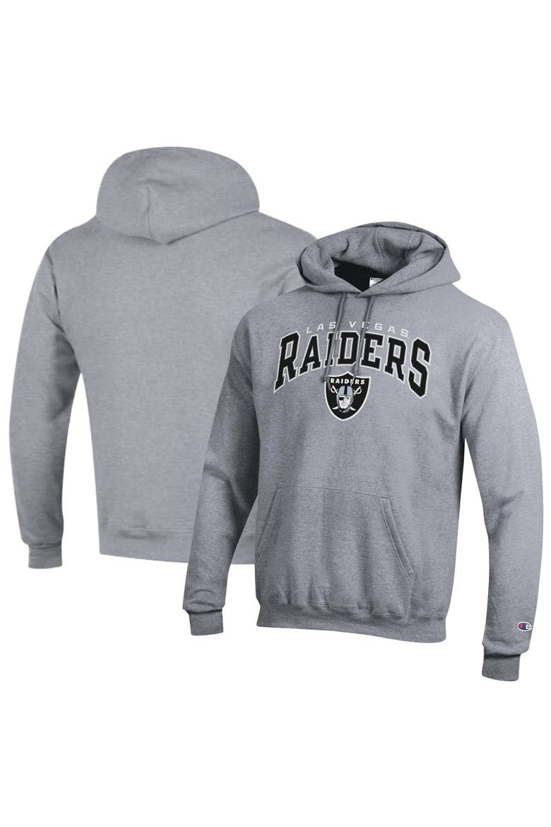 Men's Champion Gray Las Vegas Raiders Powerblend Arch over Logo Hoodie, Main, color, Gray