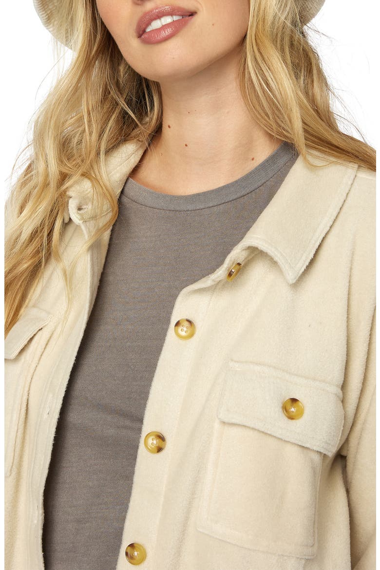 Collins Solid Fleece Shirt Jacket, Alternate, color, STONE