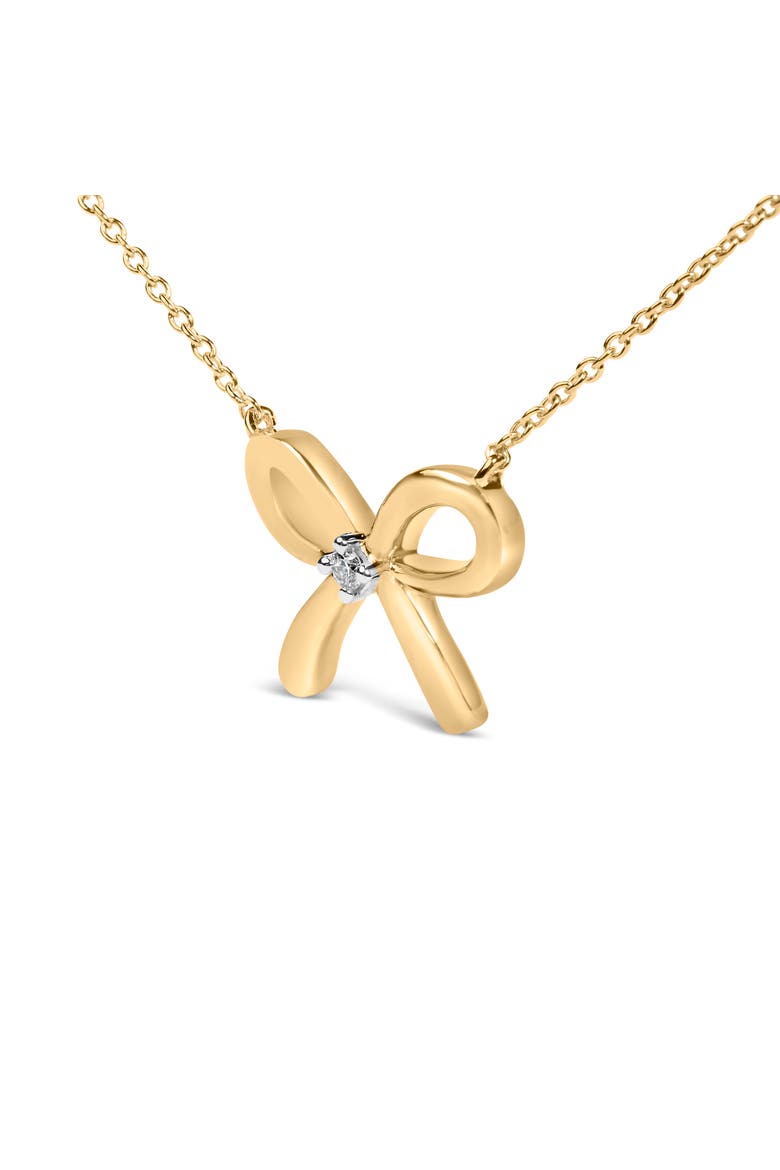 Gold Vermeil Diamond Accent Bow Tie Pendant Necklace, Alternate, color, Silver