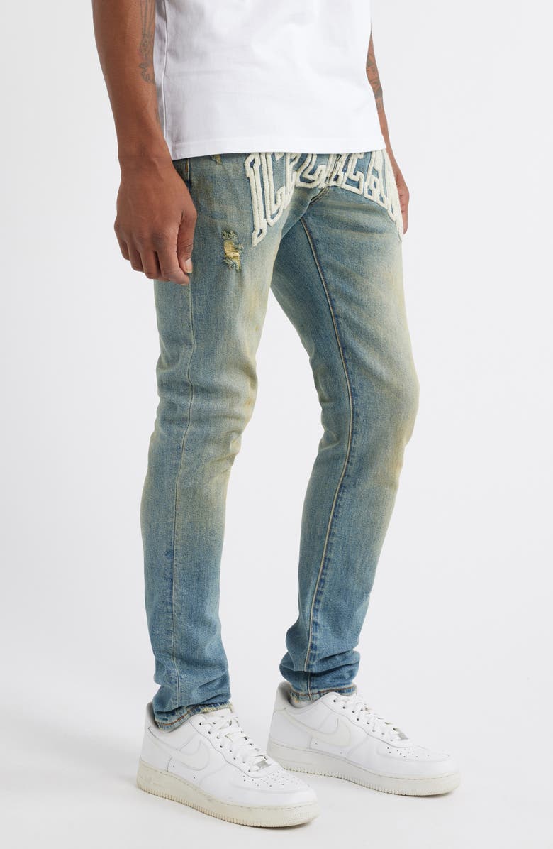 ICECREAM Icefall Logo Appliqué Distressed Jeans, Alternate, color,