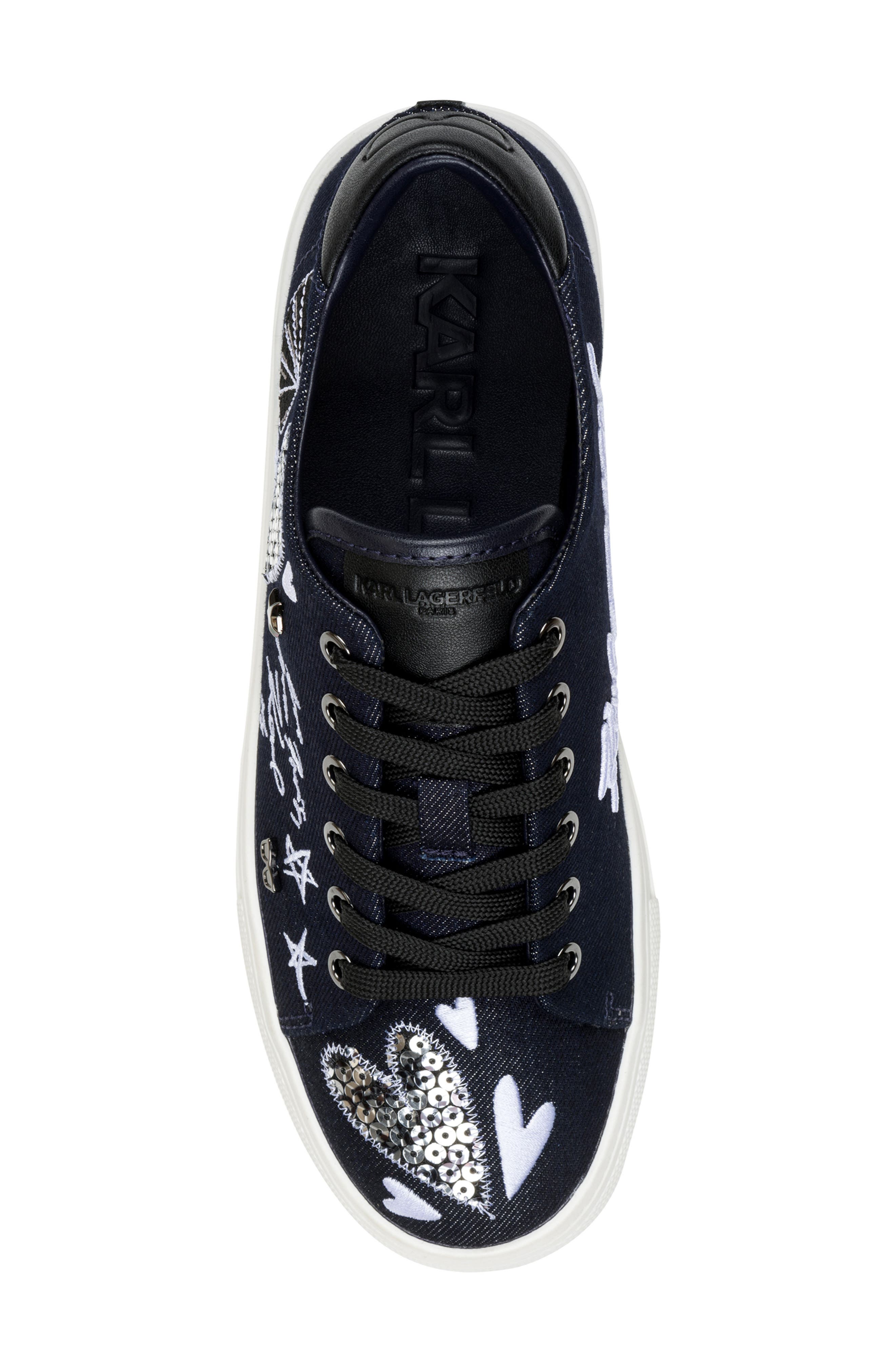 KARL LAGERFELD PARIS Cate Ikonic Sneaker, Alternate, color, Dark Navy/ Black