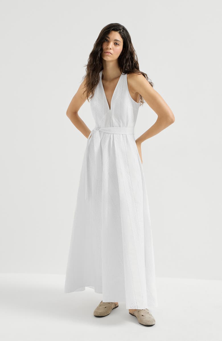 Brunello Cucinelli Broderie anglaise dress, Alternate, color, White